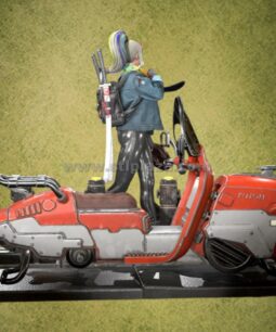 Cyberpunk Girl and motorcycle STL