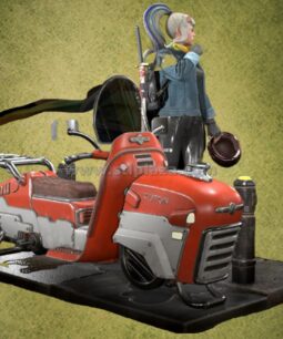 Cyberpunk Girl and motorcycle STL