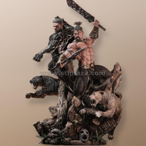 Black Panther and Killmonger diorama stl 3d fike